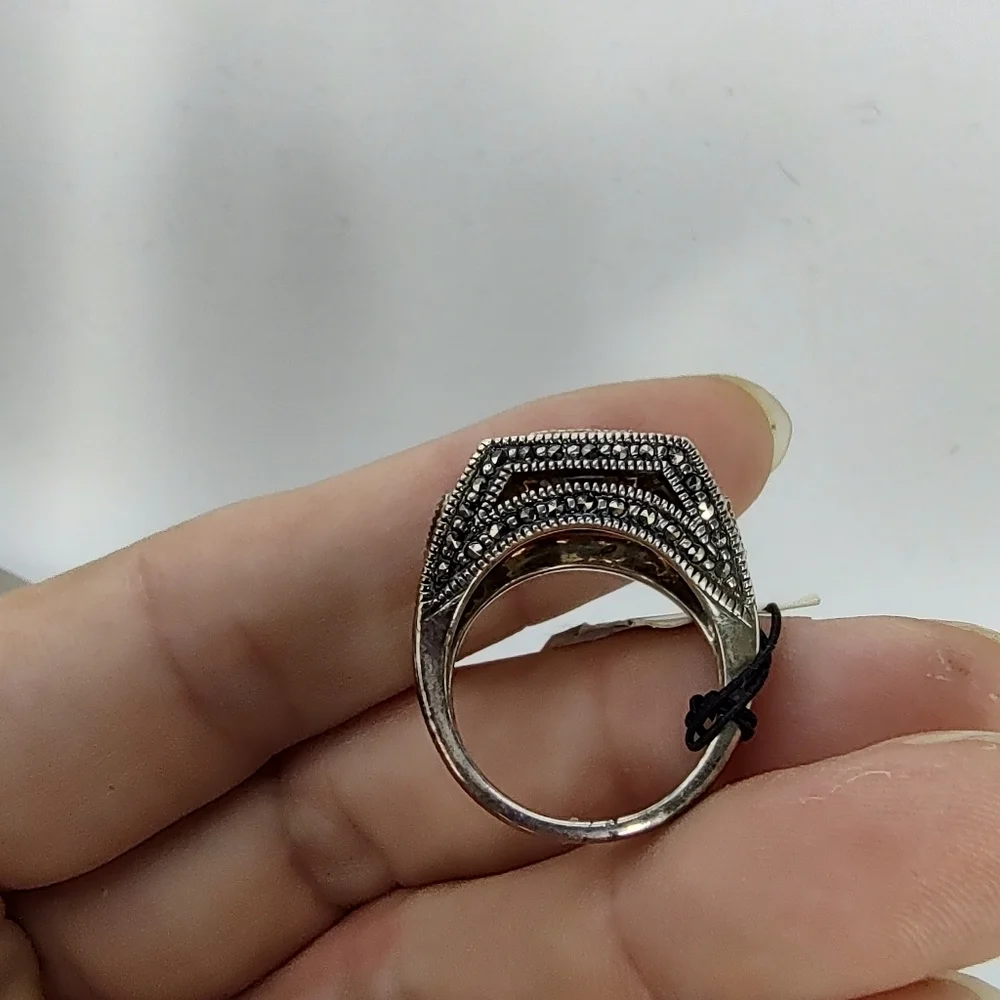 Judith Jack Ring Sterling Silver Marcasite Gem Size 6.5 6 1/2